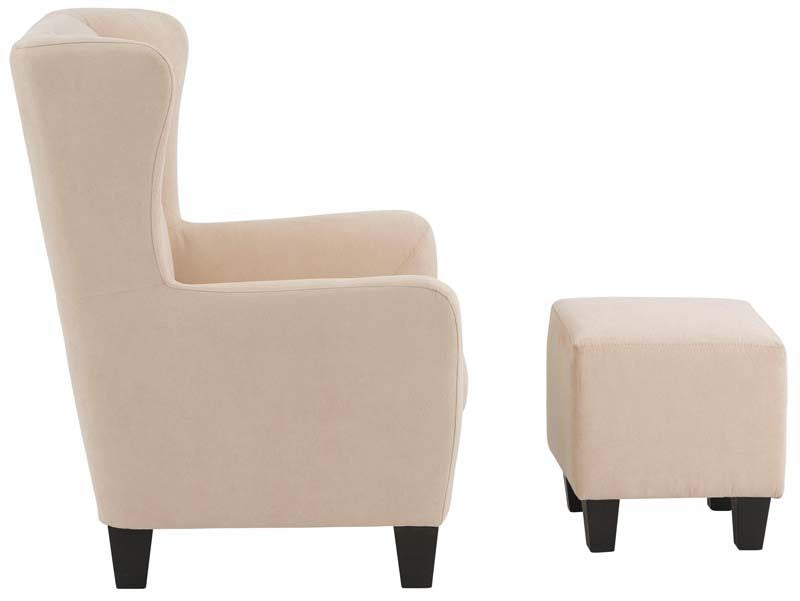 Chili Armchair w. Stool, Cream Microfiber