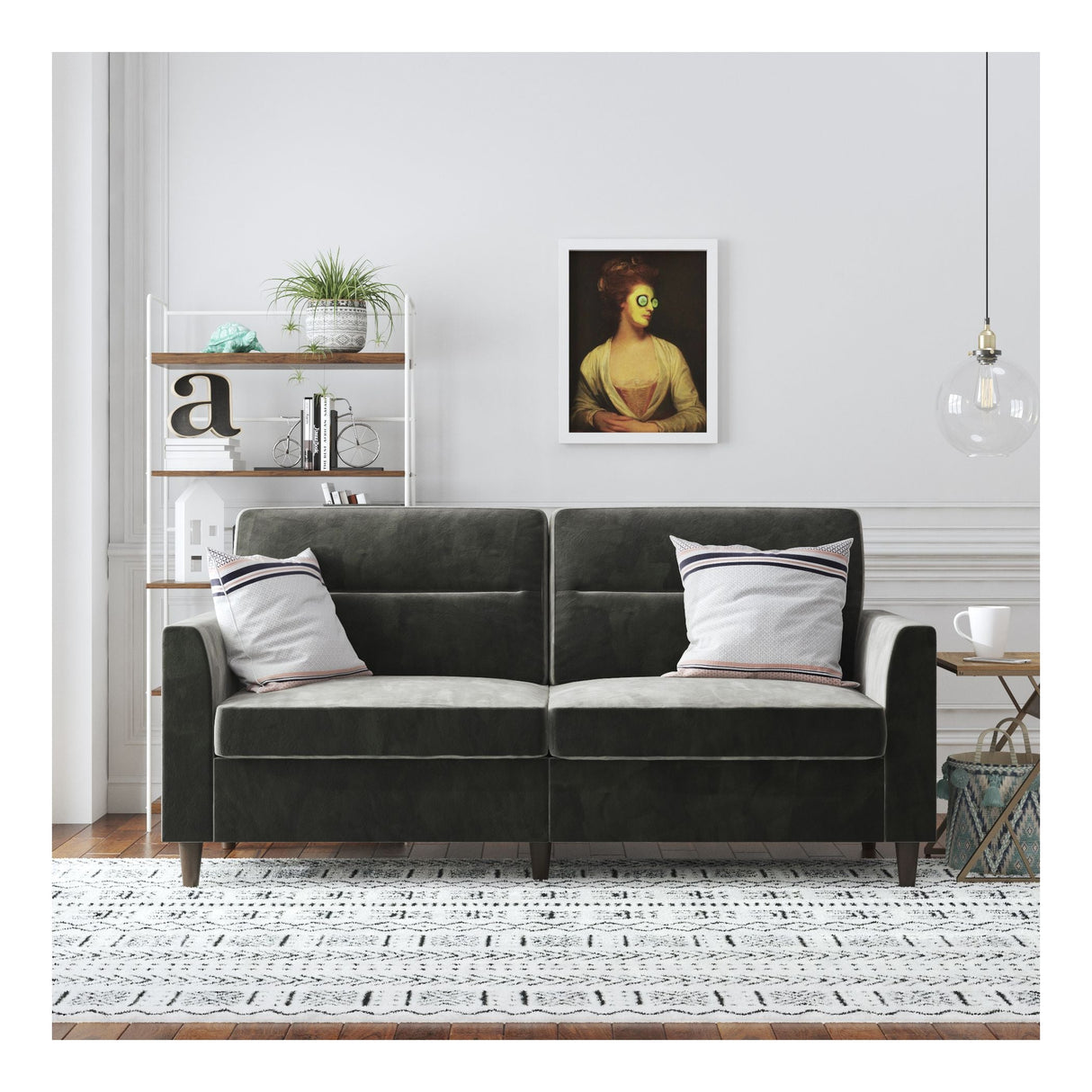 Concord 2-seater sofa, Dark gray velvet