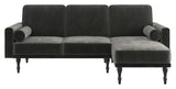 Edison Sectional Sofa Bed Gray Velvet