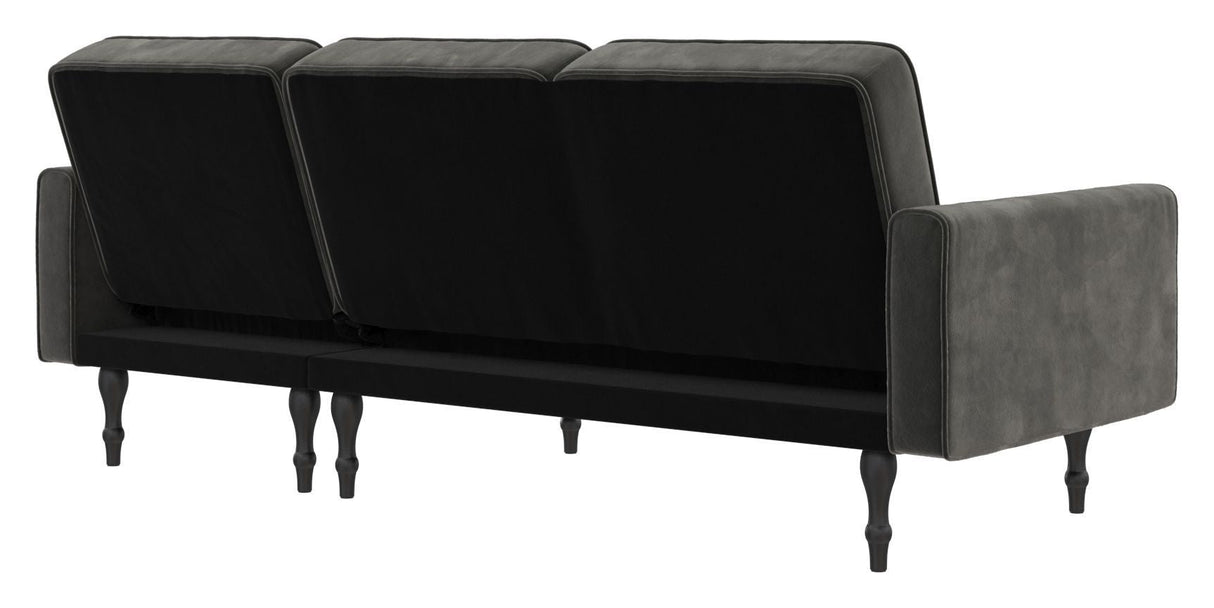 Edison Sectional Sofa Bed Gray Velvet