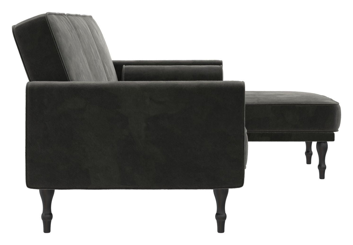 Edison Sectional Sofa Bed Gray Velvet