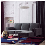 Edison Sectional Sofa Bed Gray Velvet