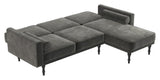 Edison Sectional Sofa Bed Gray Velvet