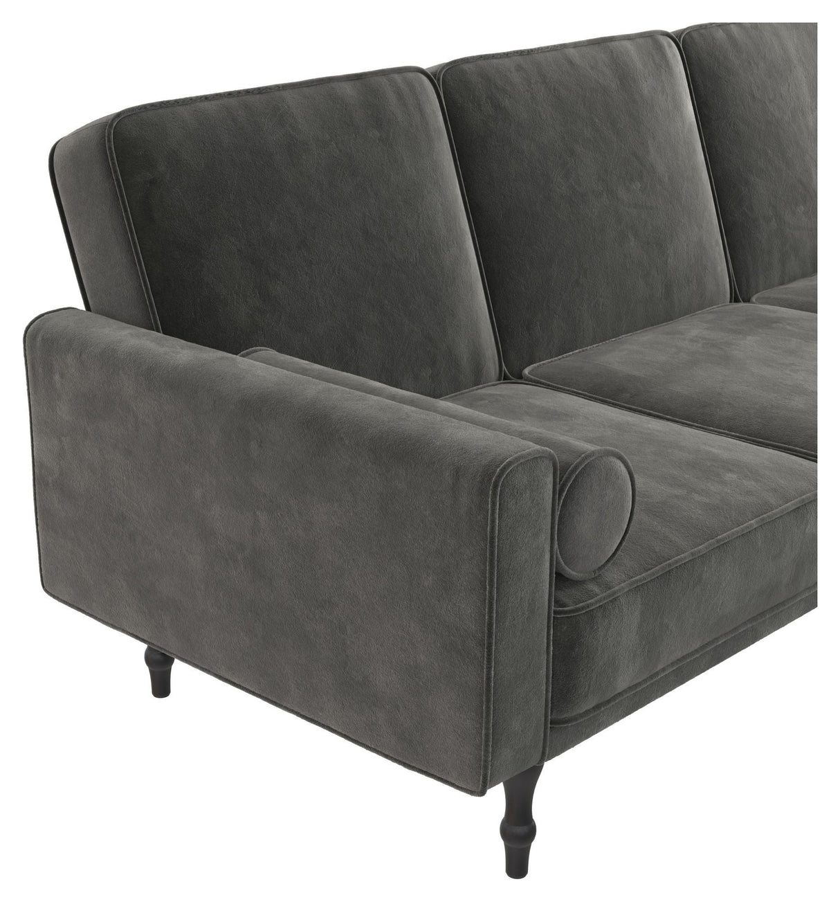 Edison Sectional Sofa Bed Gray Velvet