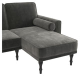 Edison Sectional Sofa Bed Gray Velvet