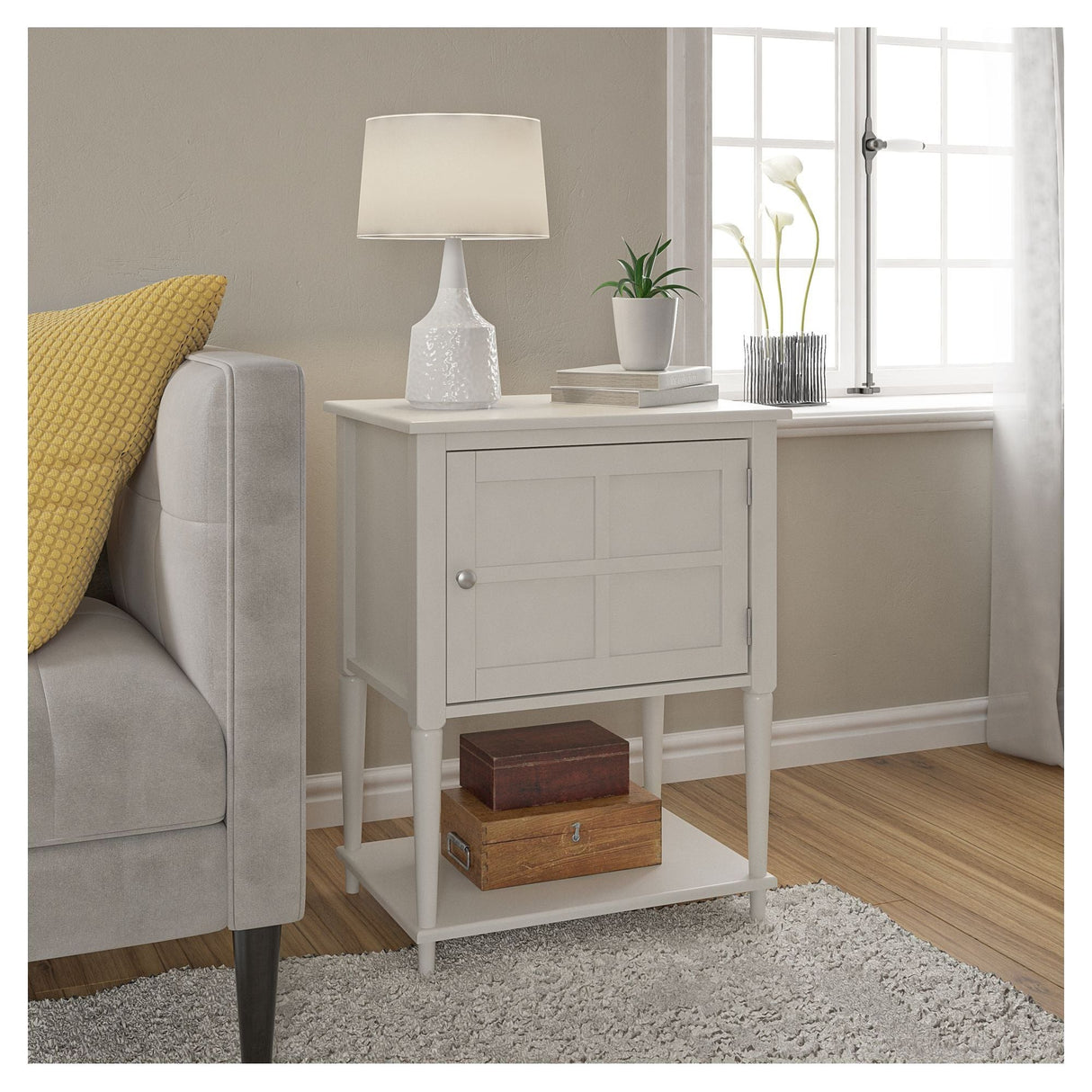 Fairmont Side table with storage, Offwhite