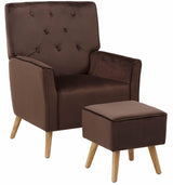 Filucca RELAX armchair with footstool and resting function, Brown velvet