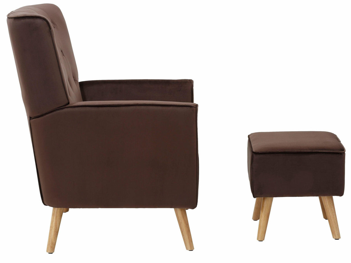 Filucca RELAX armchair with footstool and resting function, Brown velvet