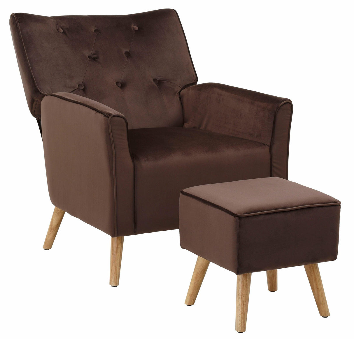 Filucca RELAX armchair with footstool and resting function, Brown velvet