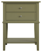 Franklin Side table with 2 drawers, Olive Green