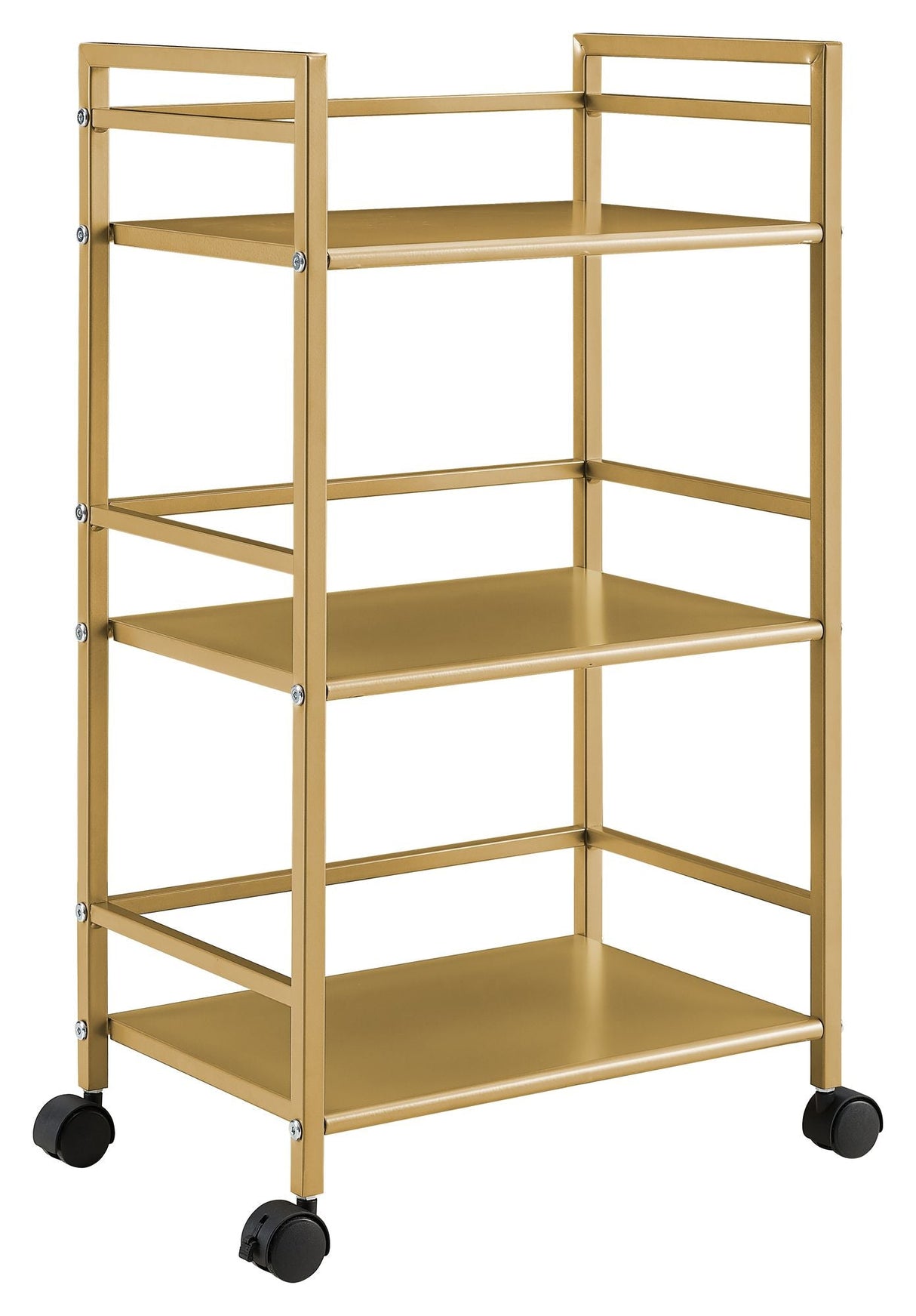 Helix Roller table with 3 shelves, Metal, Gold