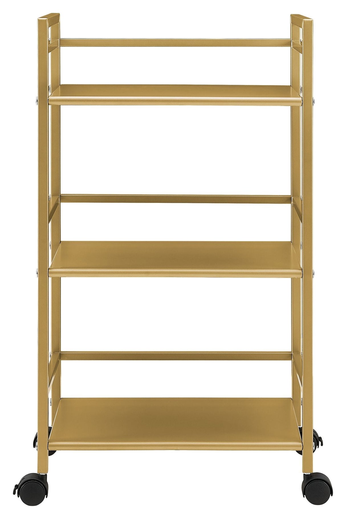 Helix Roller table with 3 shelves, Metal, Gold