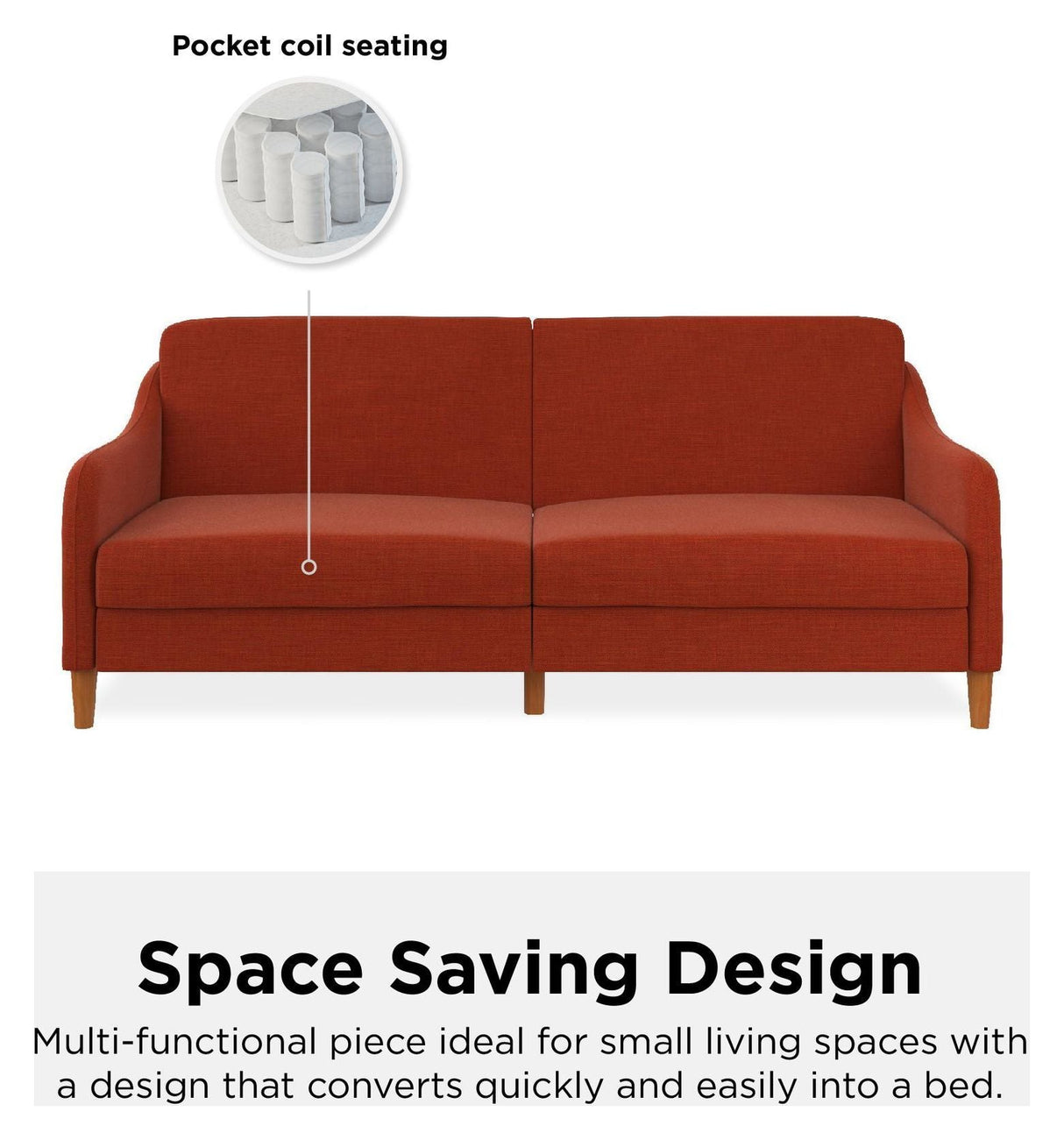 Jasper Sofa bed, burnt orange linen