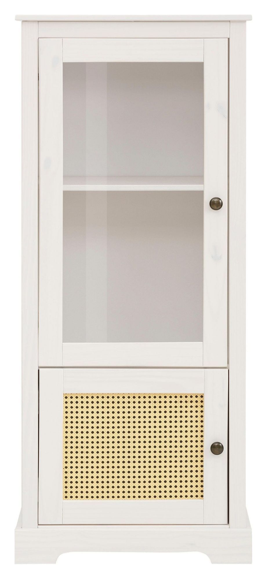 Lando vitrine large 1 glass door/1 door, white/honey