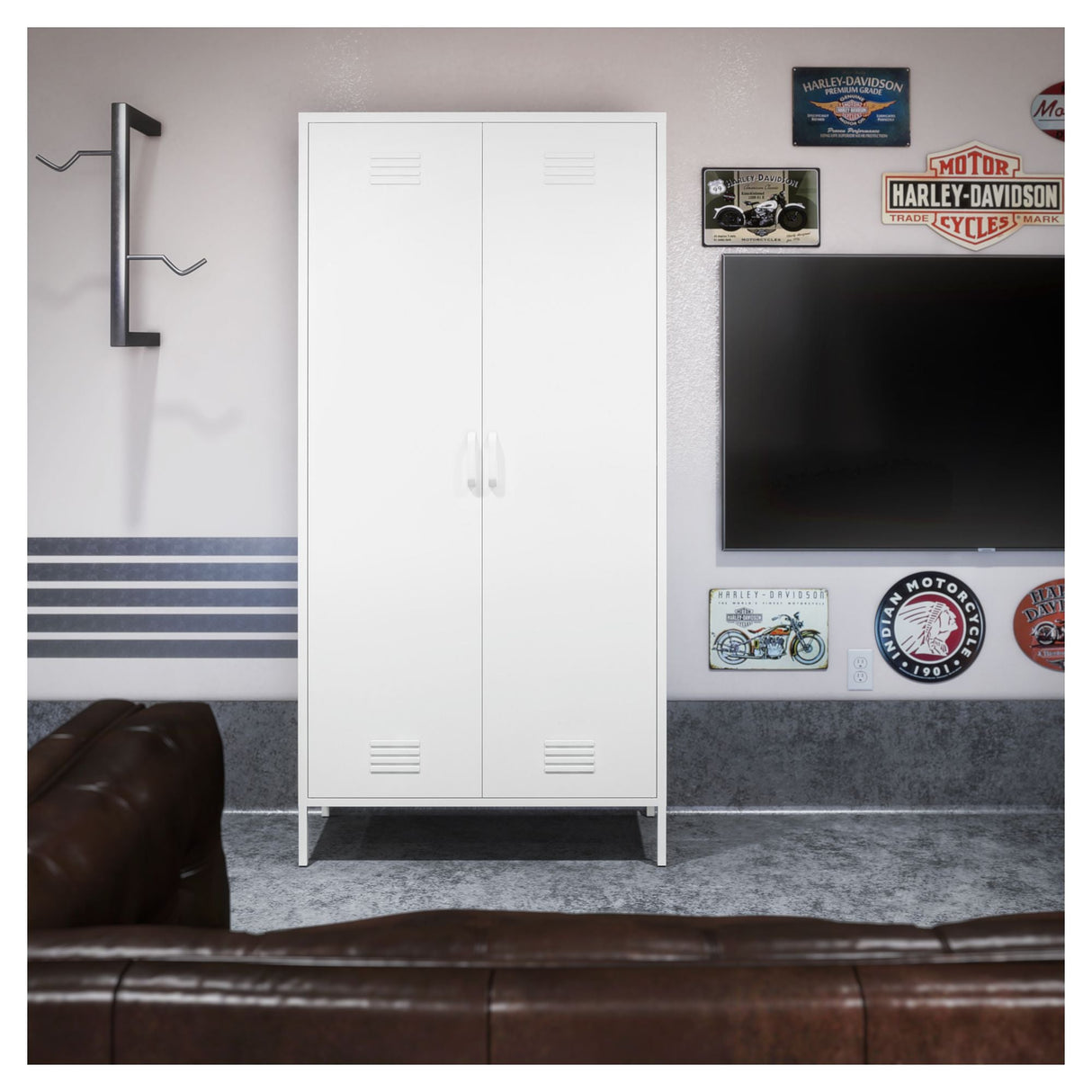 Mission District Metal Locker Cabinet, White