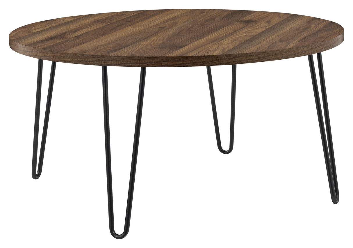 Owen Retro Round coffee table, Walnut look