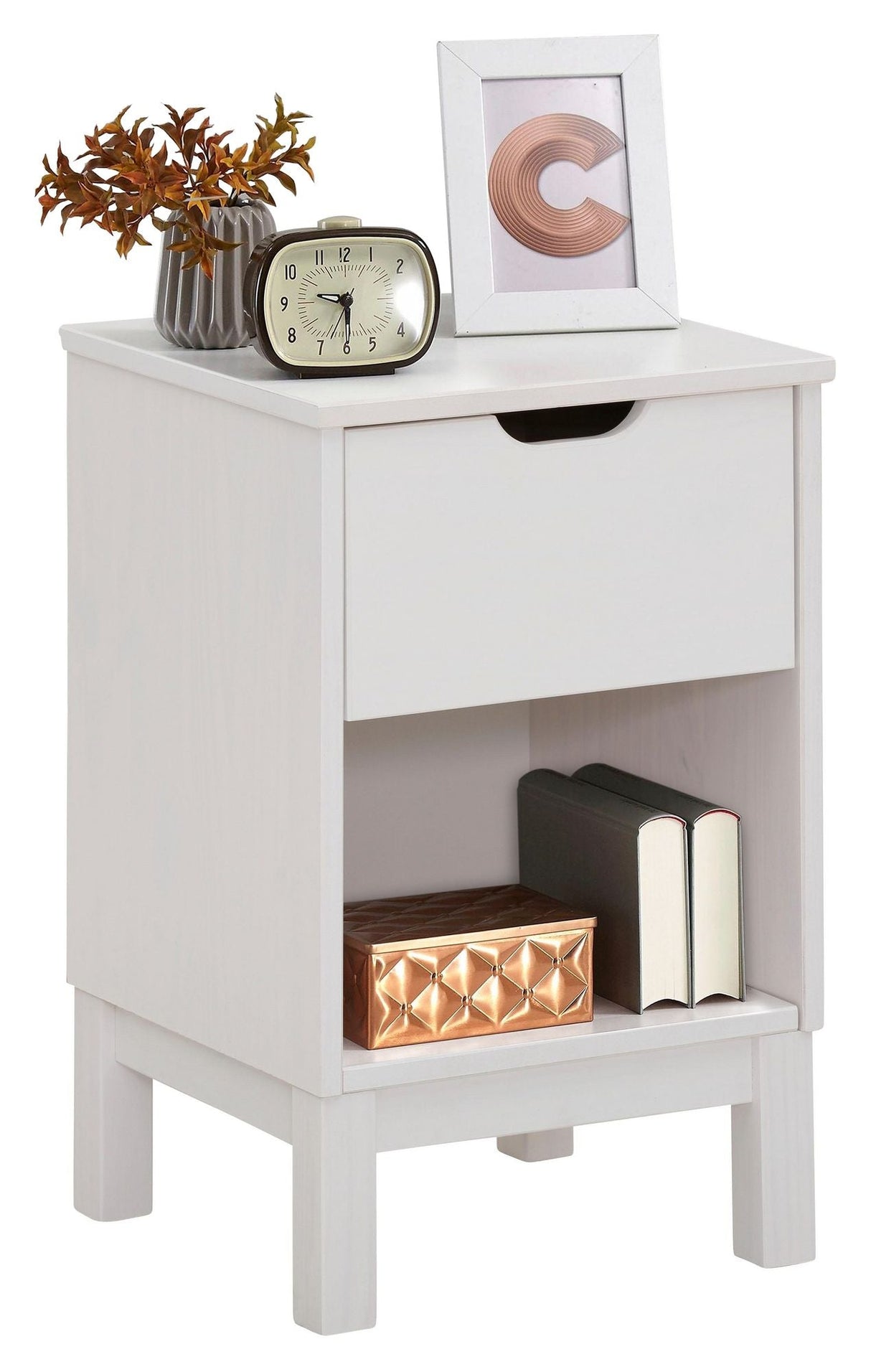 Paige Nako Bedside table with drawer, White pigment