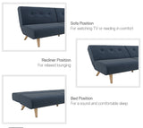 Palm Springs Split Sofa bed, Blue linen