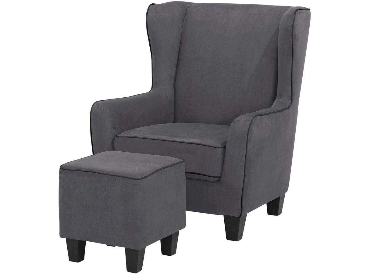 Pinto Armchair with footstool, Gray/Black