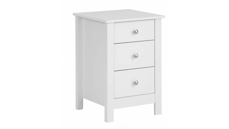 Supreme Bedside Table White with 3 drawers