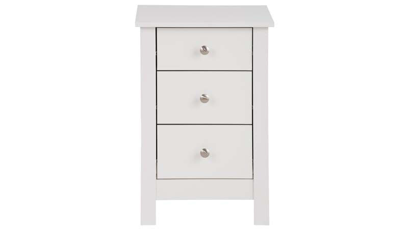 Supreme Bedside Table White with 3 drawers