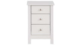 Supreme Bedside Table White with 3 drawers