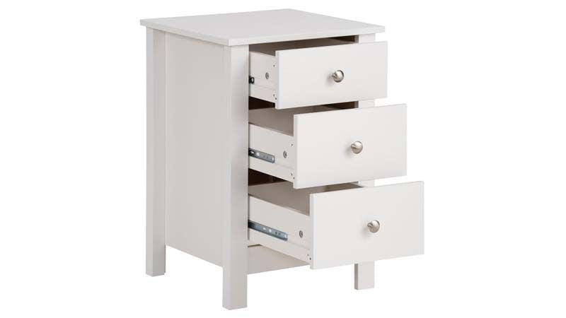 Supreme Bedside Table White with 3 drawers