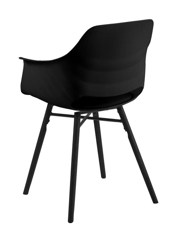 Lola Dining chair w/armrests, Black plastic