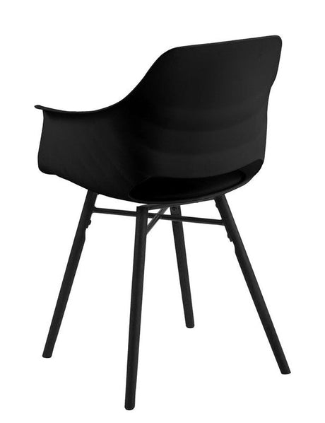 Lola Dining chair w/armrests, Black plastic