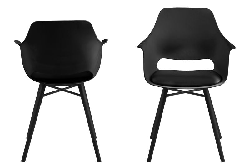 Lola Dining chair w/armrests, Black plastic