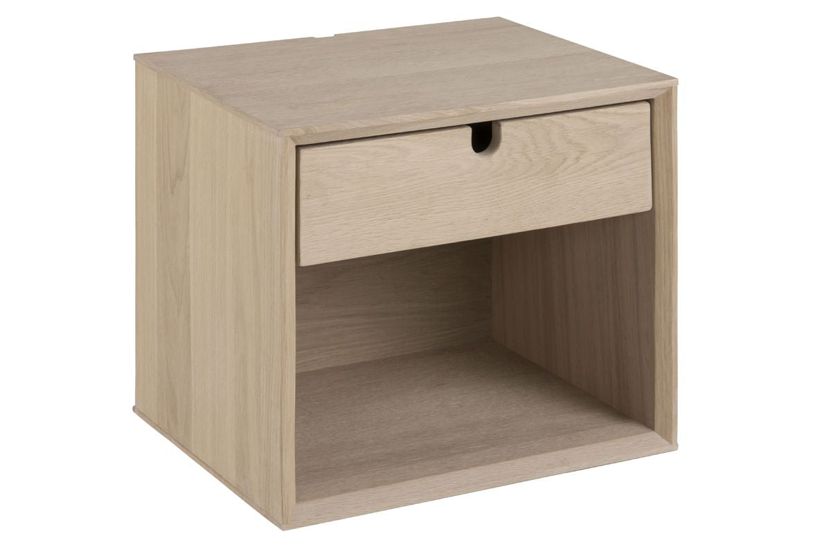 Lustra Bedside table with 1 drawer, White pigmented veneer