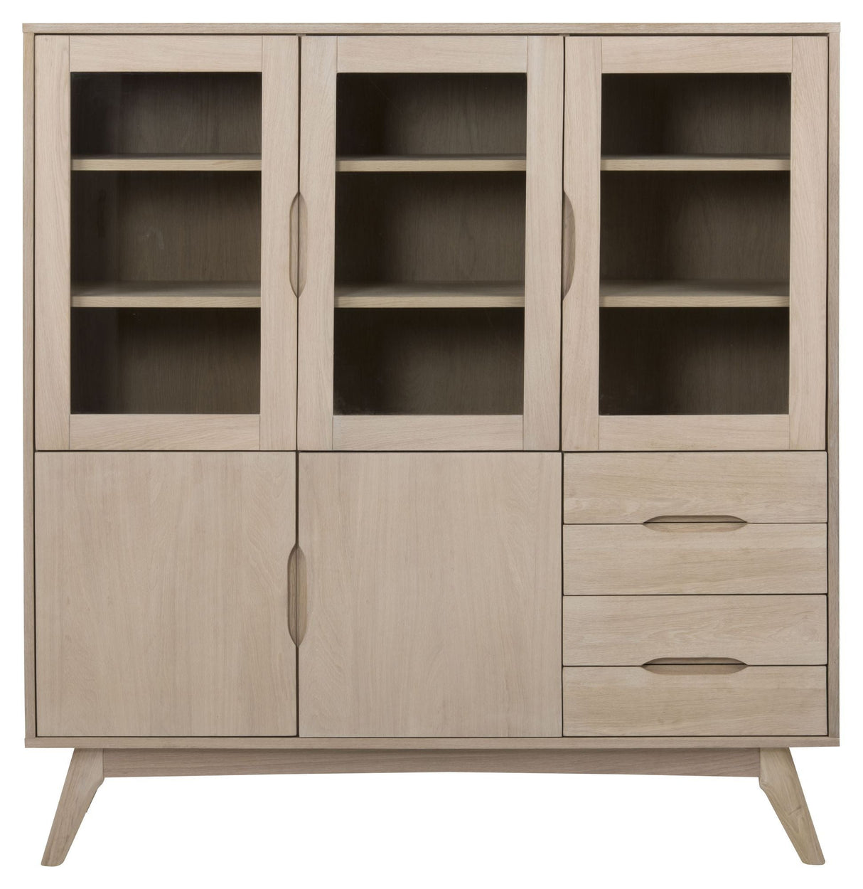 Marte Vitrine cabinet, White pigmented solid and oak veneer, H148