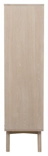 Marte Vitrine cabinet, White pigmented solid and oak veneer, H148