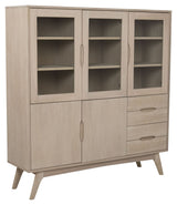 Marte Vitrine cabinet, White pigmented solid and oak veneer, H148