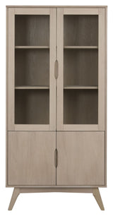 Marte Vitrine cabinet, White pigmented solid and oak veneer, H192