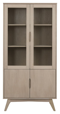 Marte Vitrine cabinet, White pigmented solid and oak veneer, H192