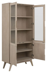 Marte Vitrine cabinet, White pigmented solid and oak veneer, H192