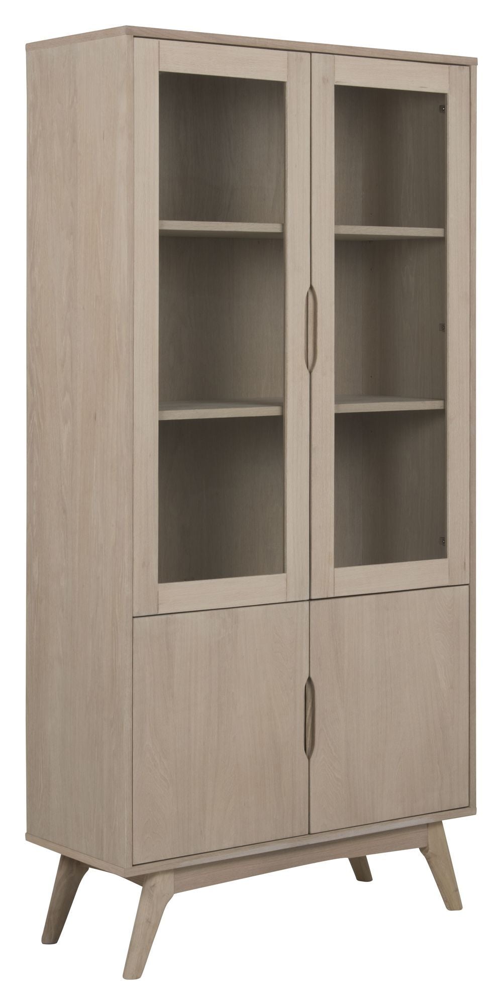 Marte Vitrine cabinet, White pigmented solid and oak veneer, H192