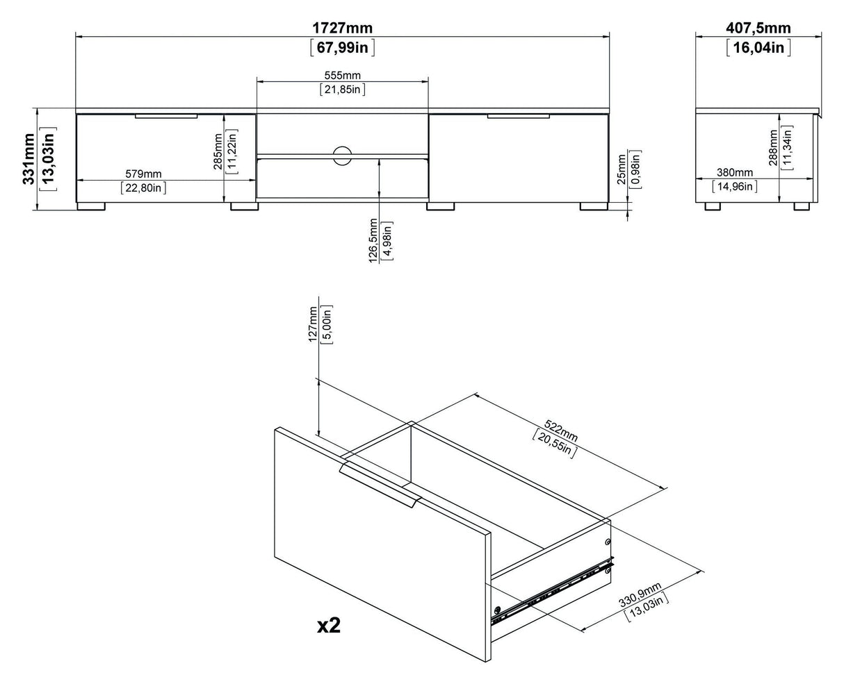 Match Tv Table - White High Gloss B:172