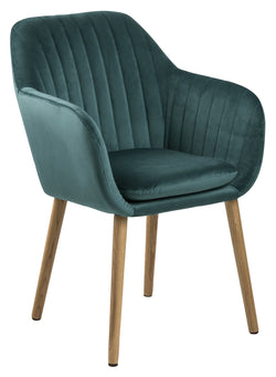 Mynte Dining chair with vertical stitching, Green Velvet