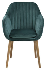 Mynte Dining chair with vertical stitching, Green Velvet