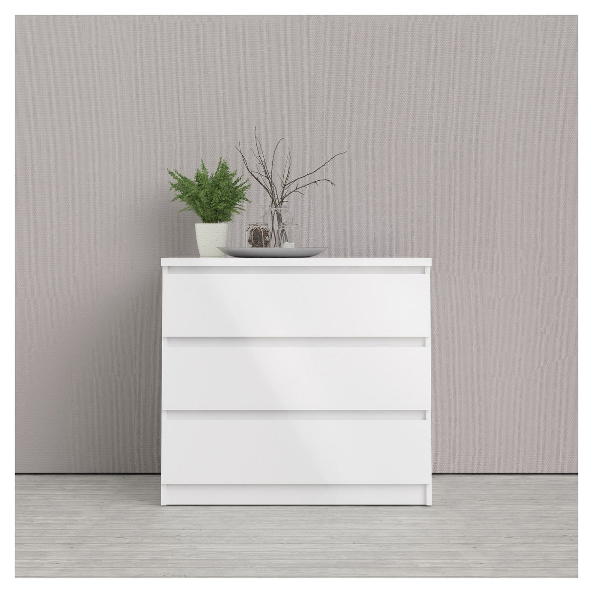 Naia Chest - White high gloss w/3 drawers