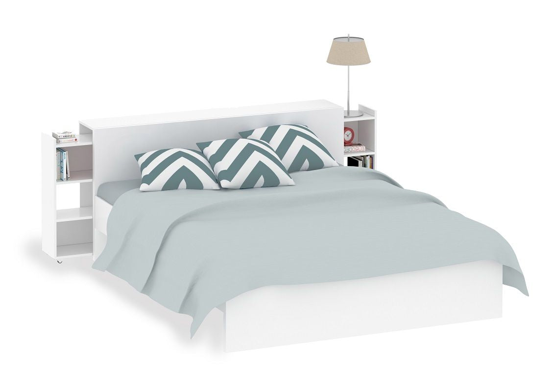 Naia Bedboard - White high gloss w/storage B:160