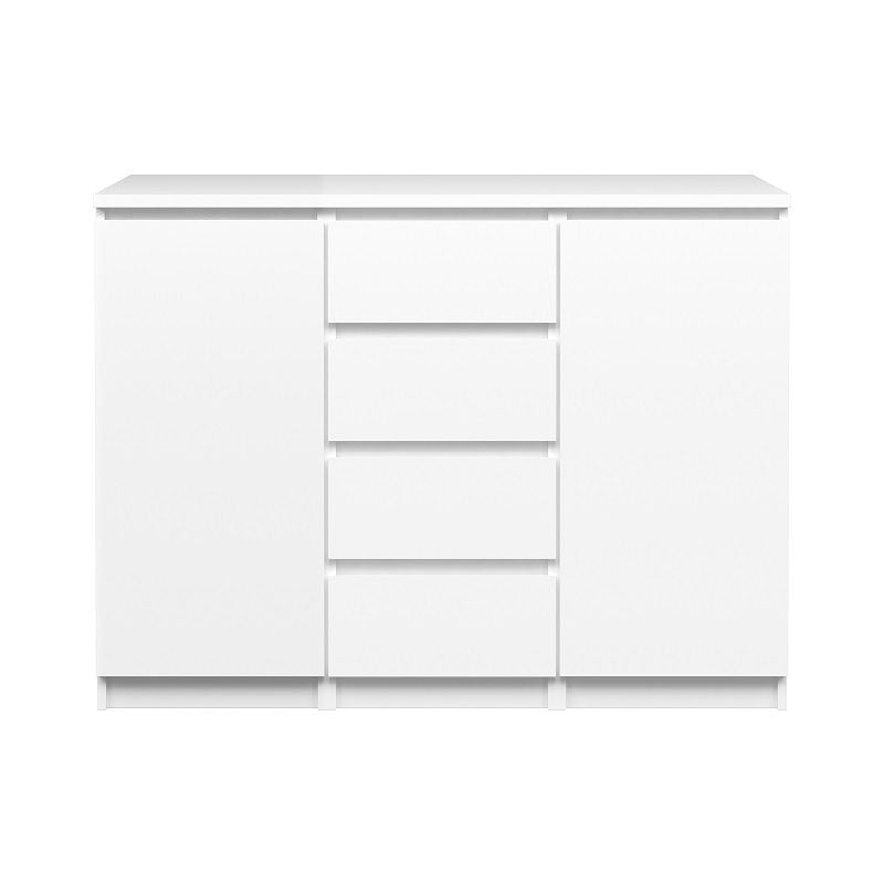 Naia Sideboard - White high gloss w/2 doors + 4 drawer