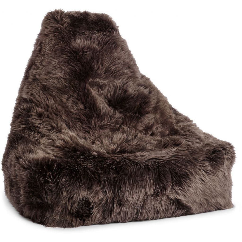 Beanbag Chair, Long-haired Premium NZ Lambskin, Walnut