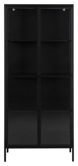 Newcastle Vitrine cabinet with 2 glass doors, Matte black metal