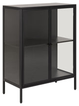 Newcastle Vitrine cabinet with 2 glass doors, Black metal