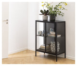 Newcastle Vitrine cabinet with 2 glass doors, Black metal