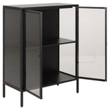 Newcastle Vitrine cabinet with 2 glass doors, Black metal