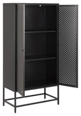 Newcastle Vitrine cabinet with 2 doors, Matte black metal